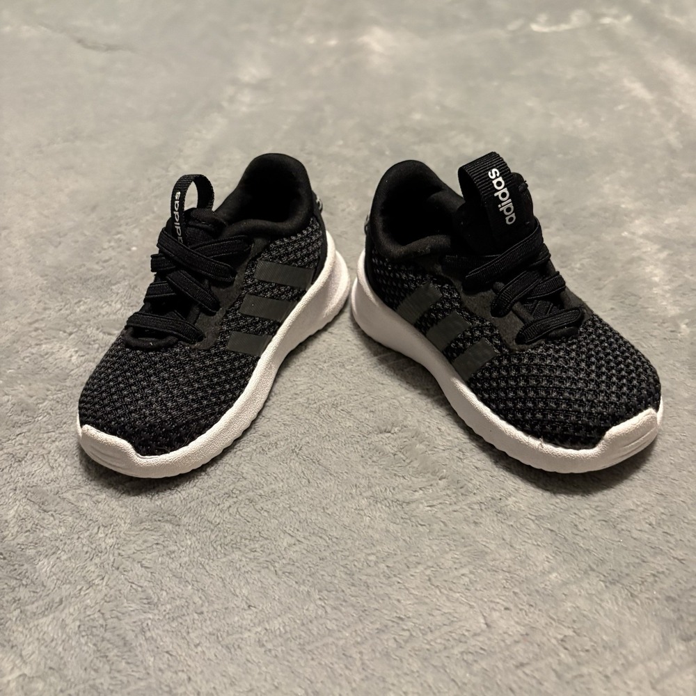 Adidas Shoes Toddler Sz 4K Black Mesh Athletic Running Sneaker Boys FY0110